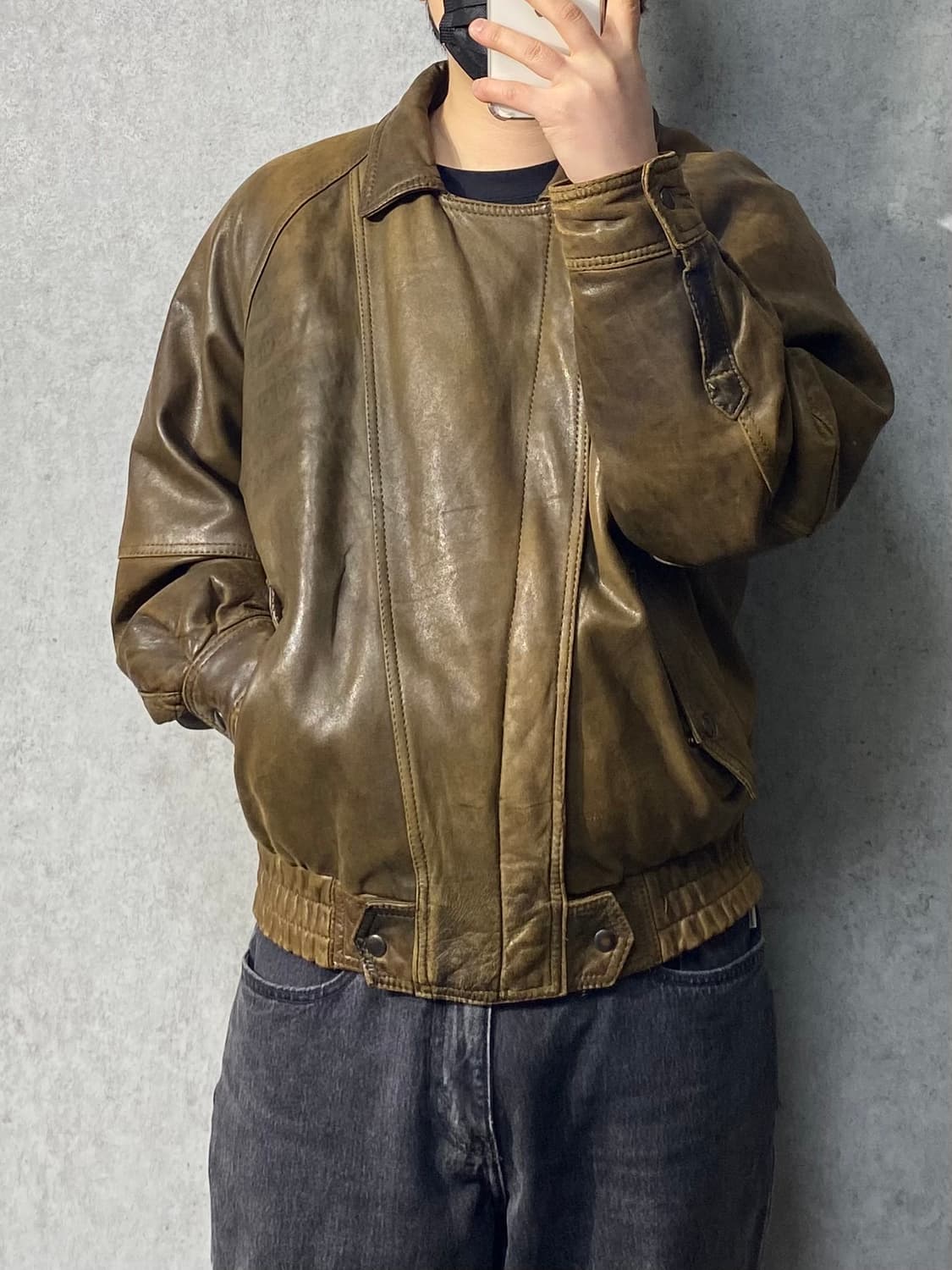 [L] 80s Vintage 브라운 양가죽 레더 봄바자켓 상품이미지10