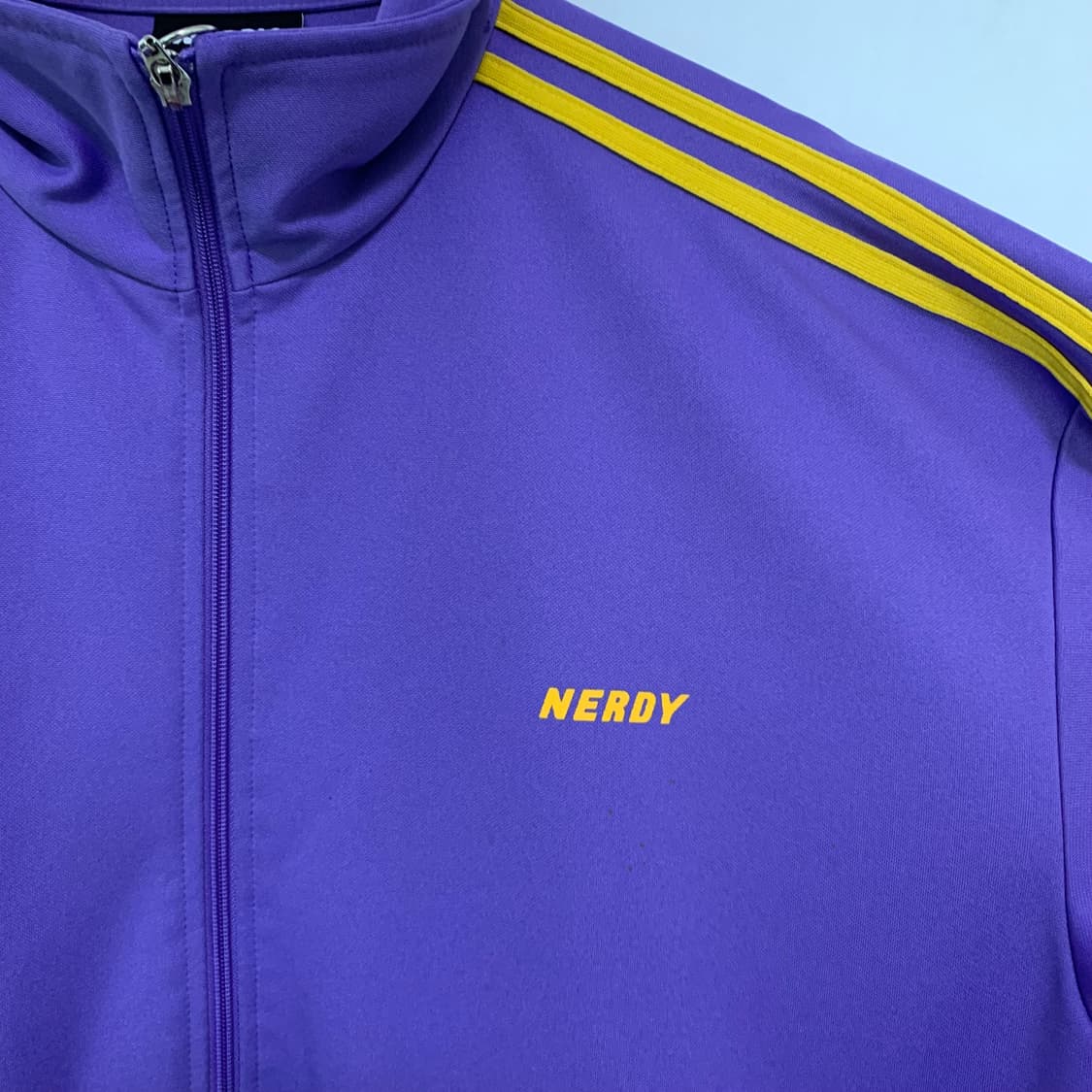 널디 NERDY 퍼플 옐로우 삼선 트랙탑 빈티지 져지 L 남녀공용 상품이미지6
