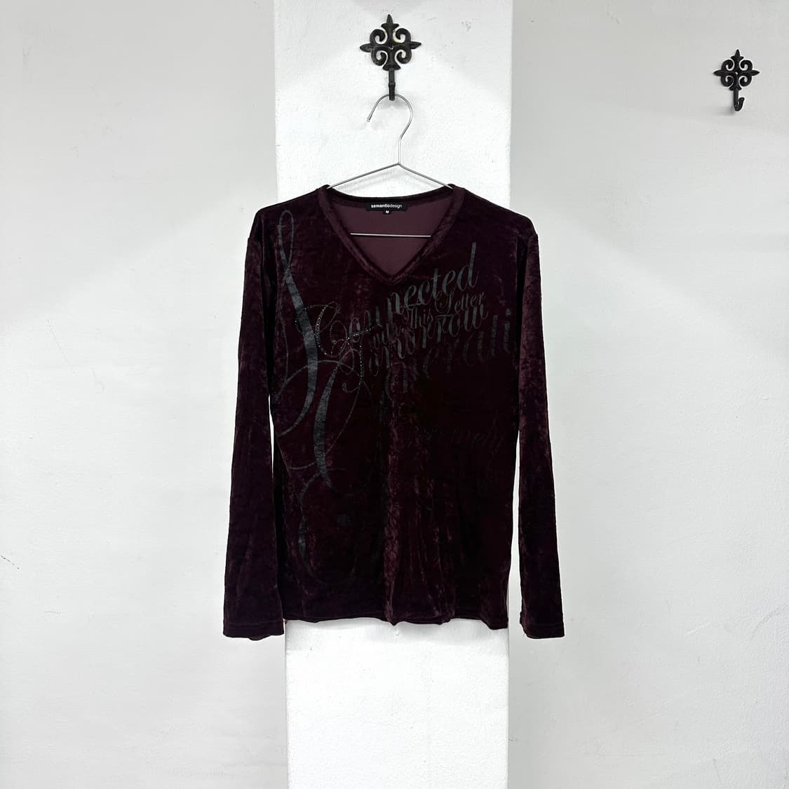 Semantic design lettering burgundy sleev 상품이미지3