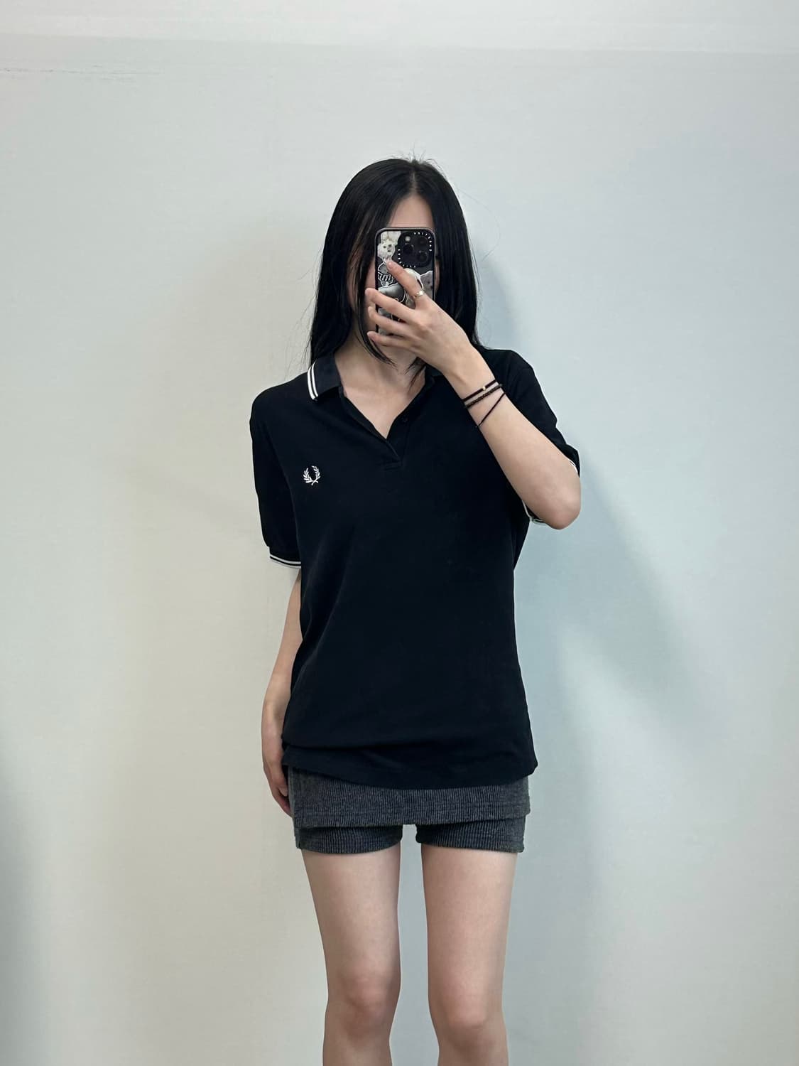 프레드페리 자수로고 블랙 반팔 피케 티셔츠 상품이미지1