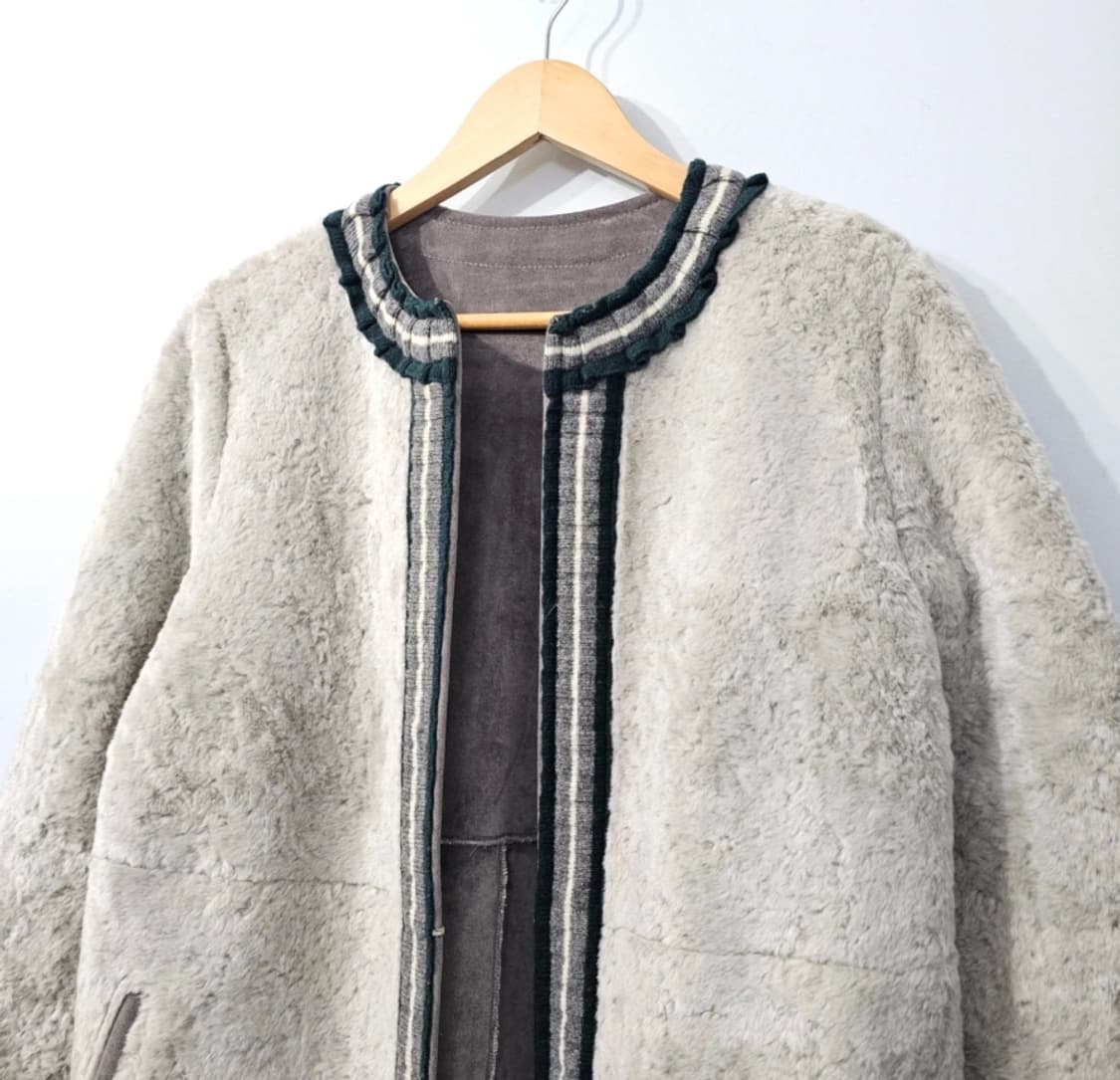 베네통 그레이 퍼 롱코트 ~55 상품이미지5