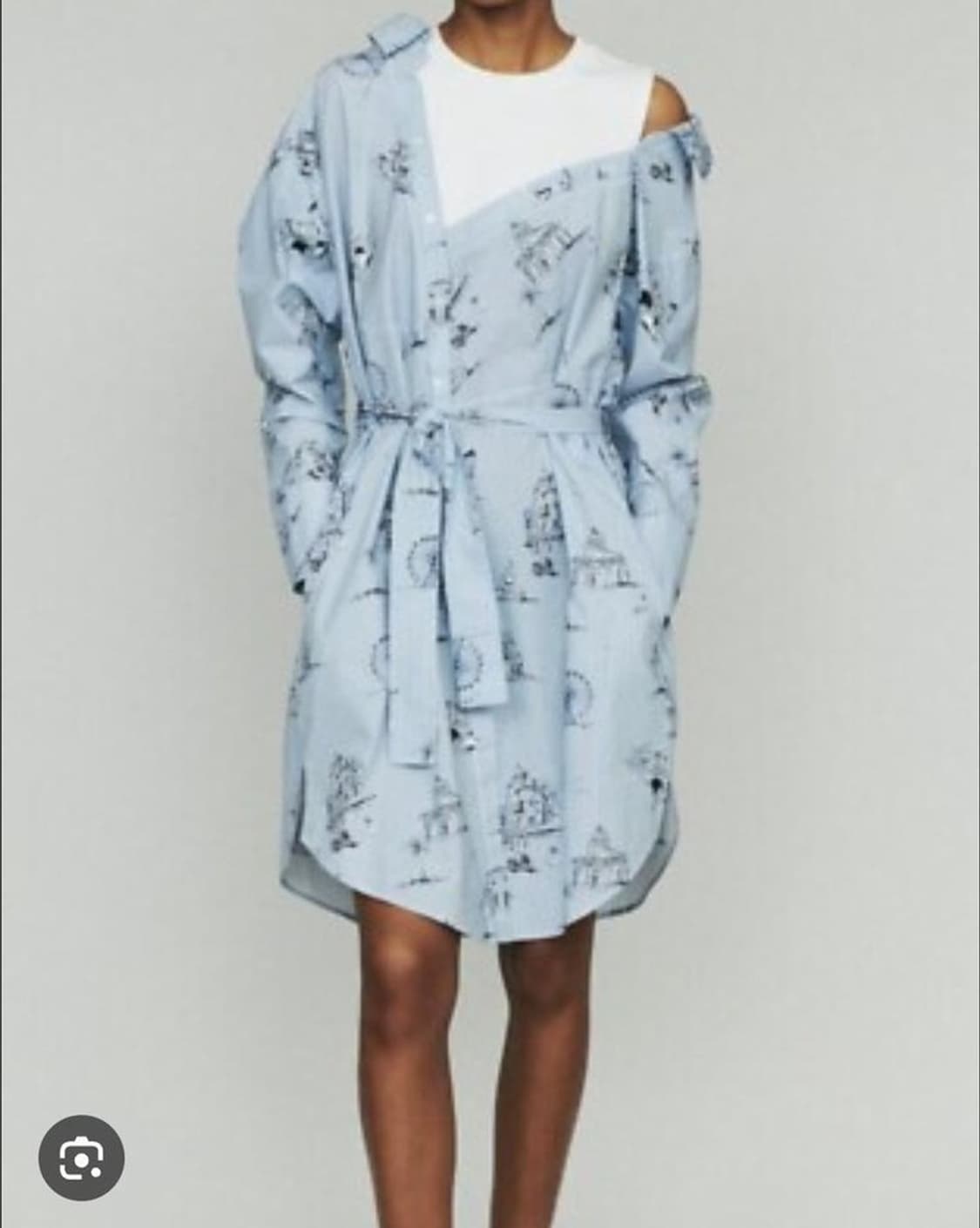 마쥬 maje 오프숄더 스트라이프 프린트 셔츠 원피스 1사이즈 상품이미지1