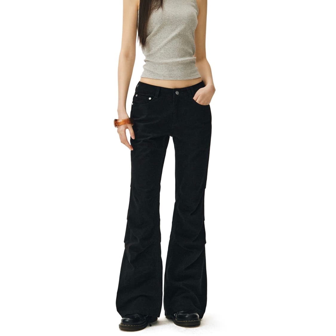 데케트 우먼 코튼 셔링 부츠컷팬츠 Flared Shirring Pants 상품이미지2