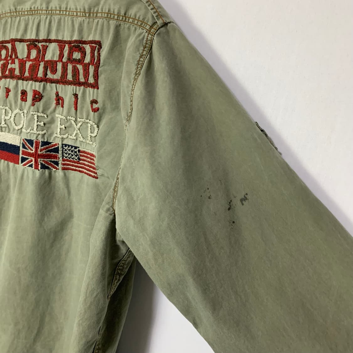 나파피리 00s y2k 자수 카고 밀리터리 빈티지 셔츠 카키 XL 상품이미지7