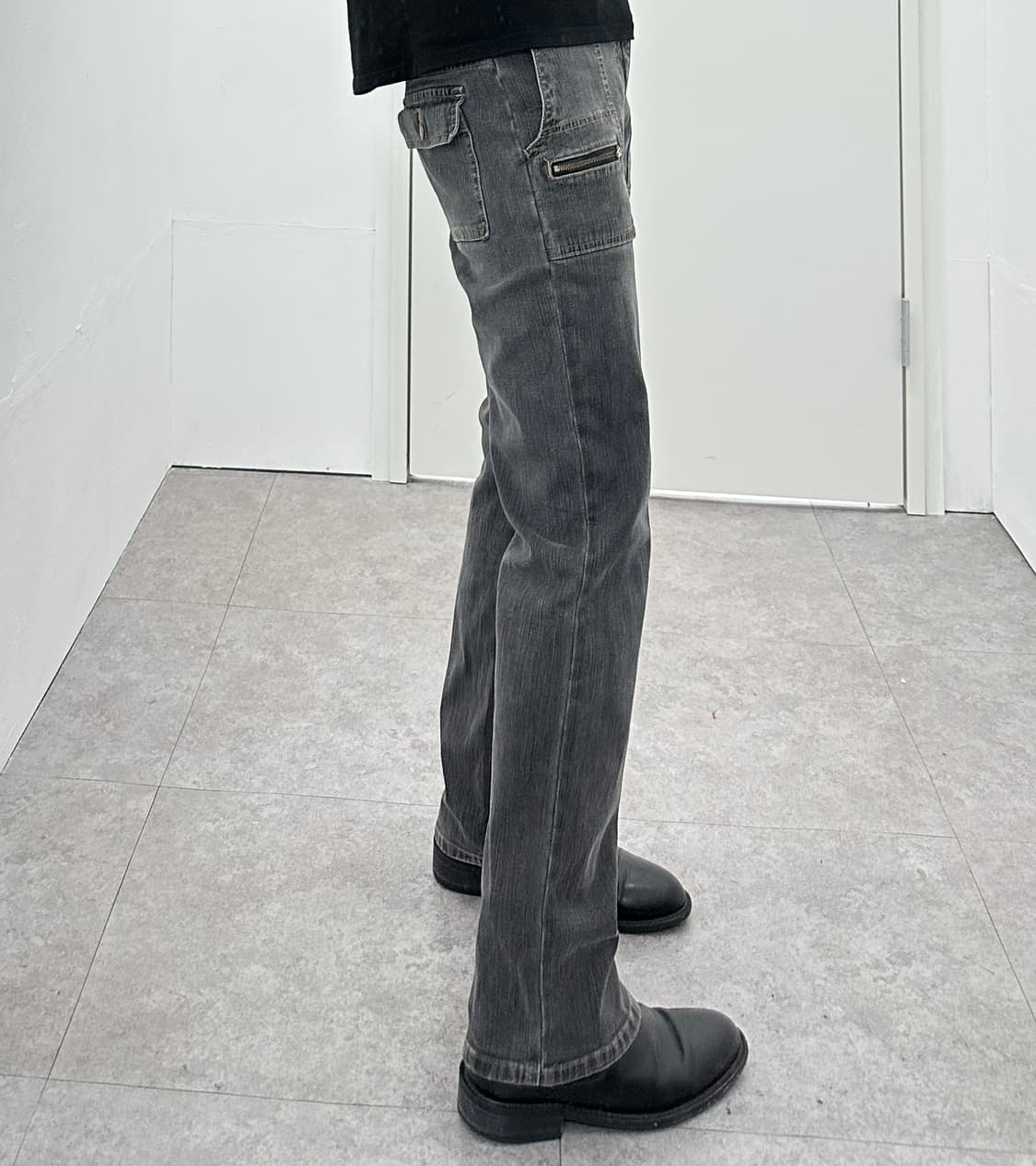 Gray zipper detail denim jeans  상품이미지2