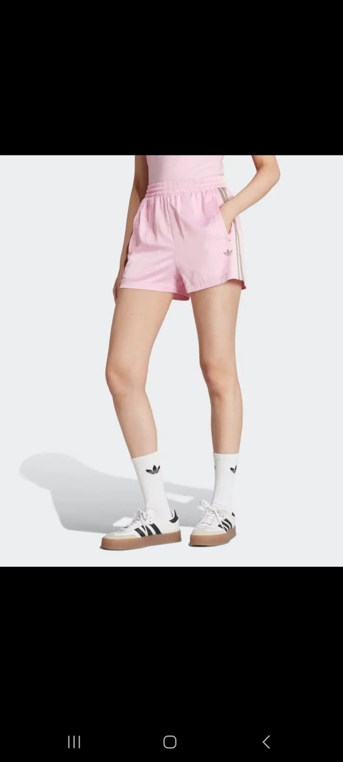 아디다스 핀스트라이프 새틴 숏팬츠 핑크 XS 상품이미지1