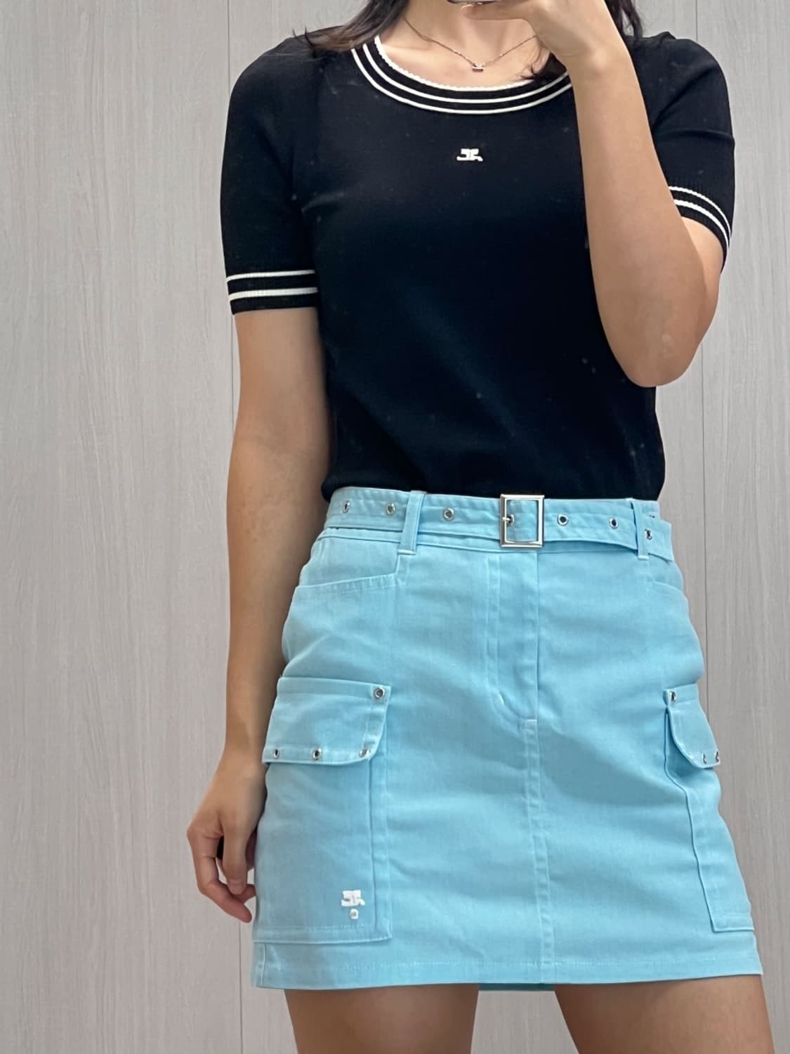 [새상품] courreges / 꾸레쥬 스카이블루 미니스커트  상품이미지6