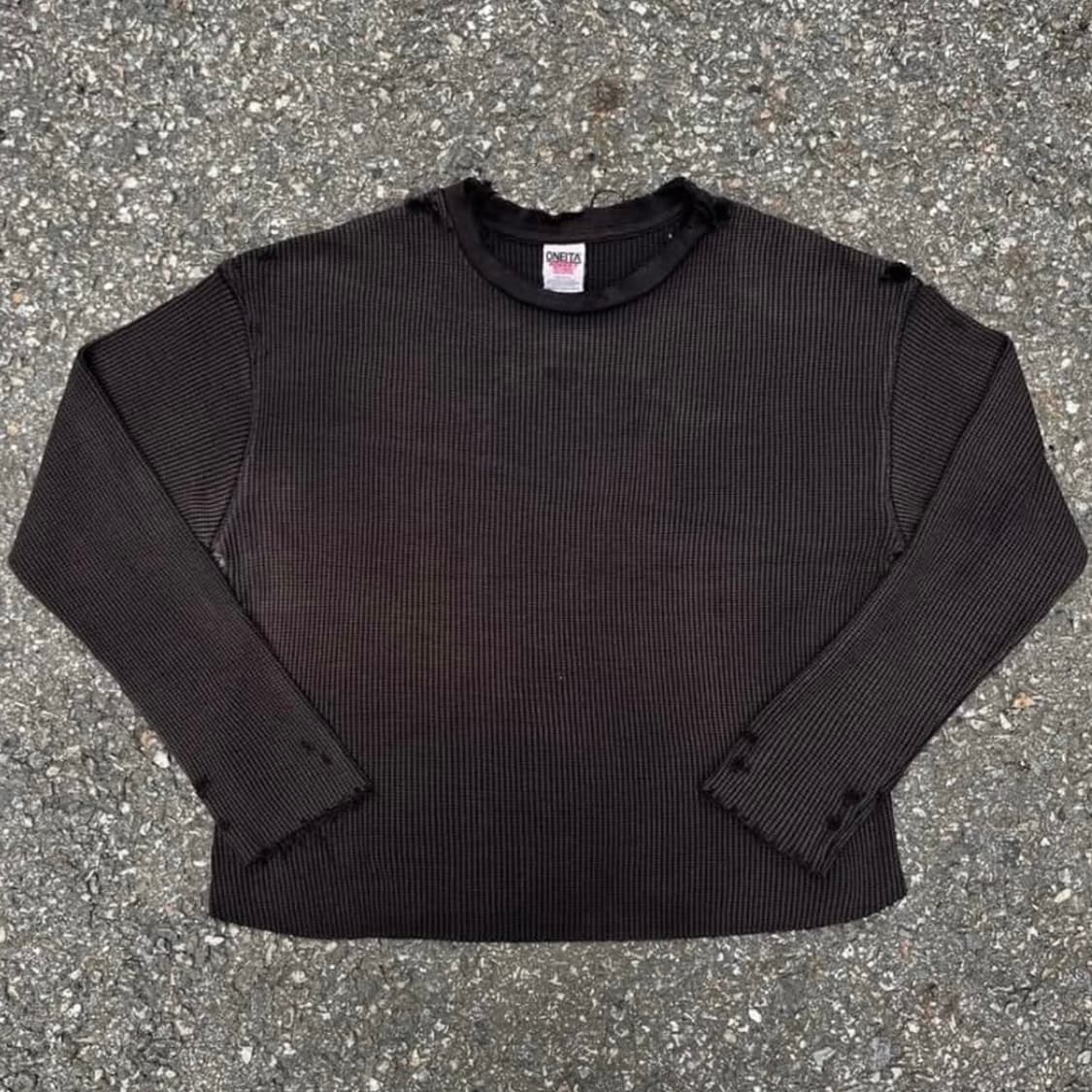 오네이타 와플 롱슬리브 블랙 소버 굿즈 니트 상품이미지2