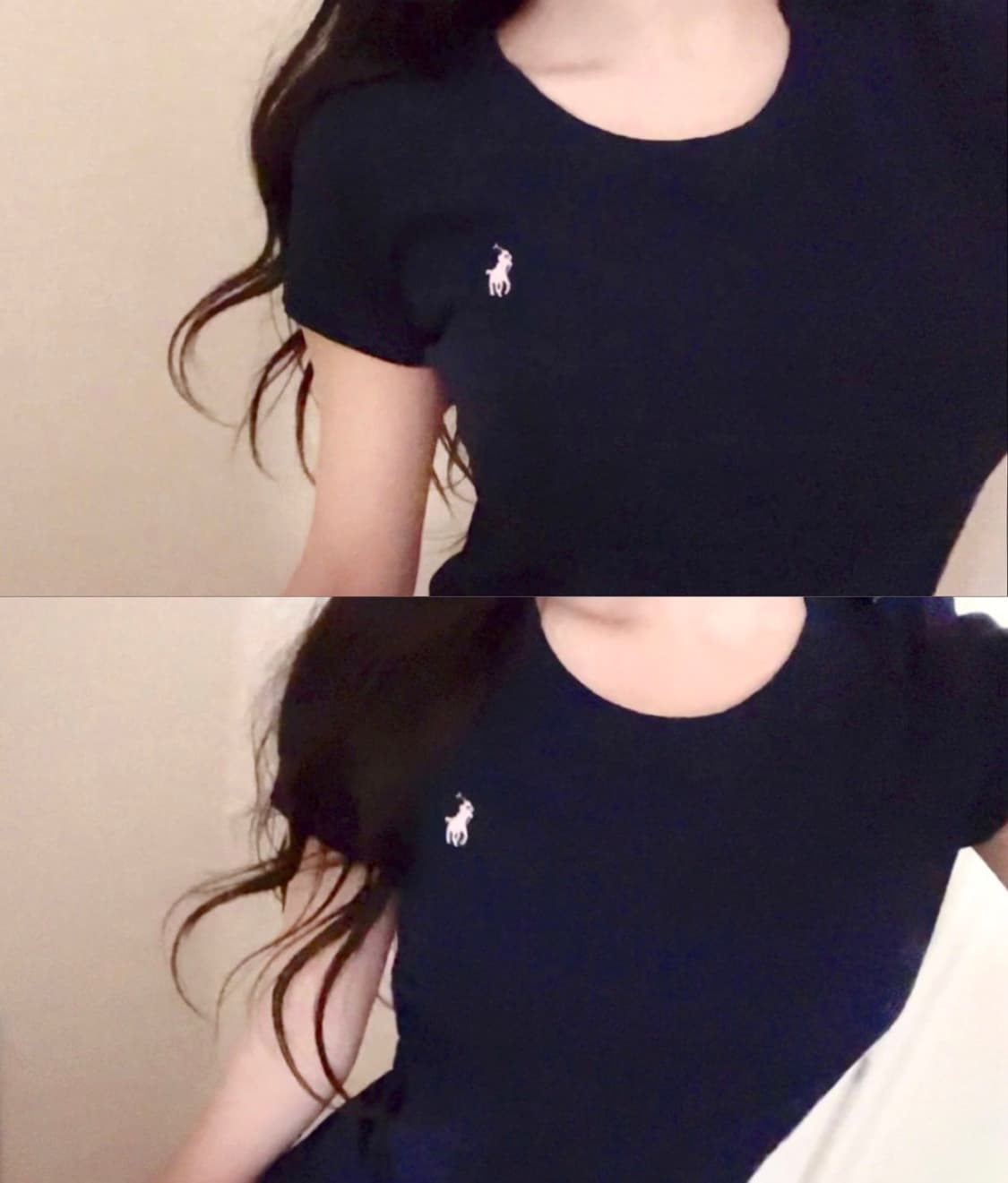 폴로 네이비 + 연핑크 포니 슬림핏 반팔 티셔츠 s 상품이미지1