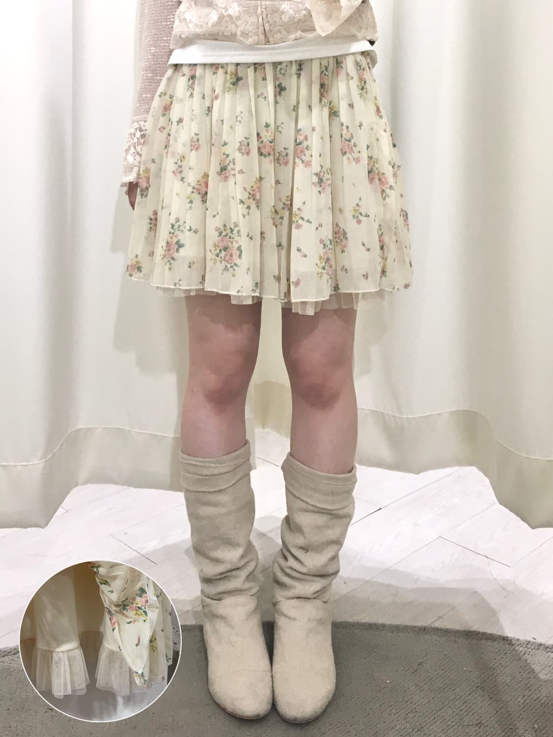 flower lace mini skirt 상품이미지1