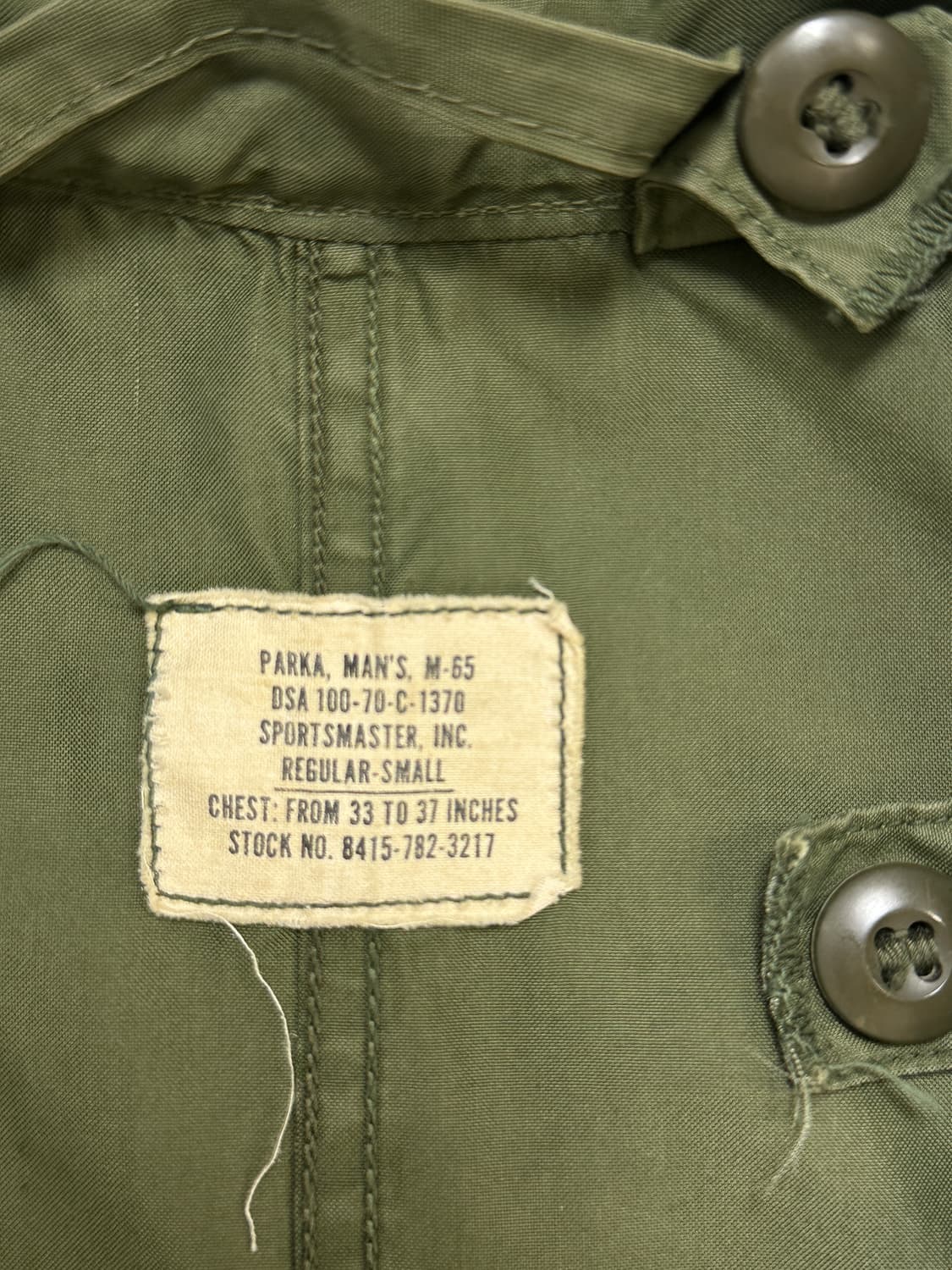 M-65 us army og 70's 피쉬테일 자켓 R-S 상품이미지4