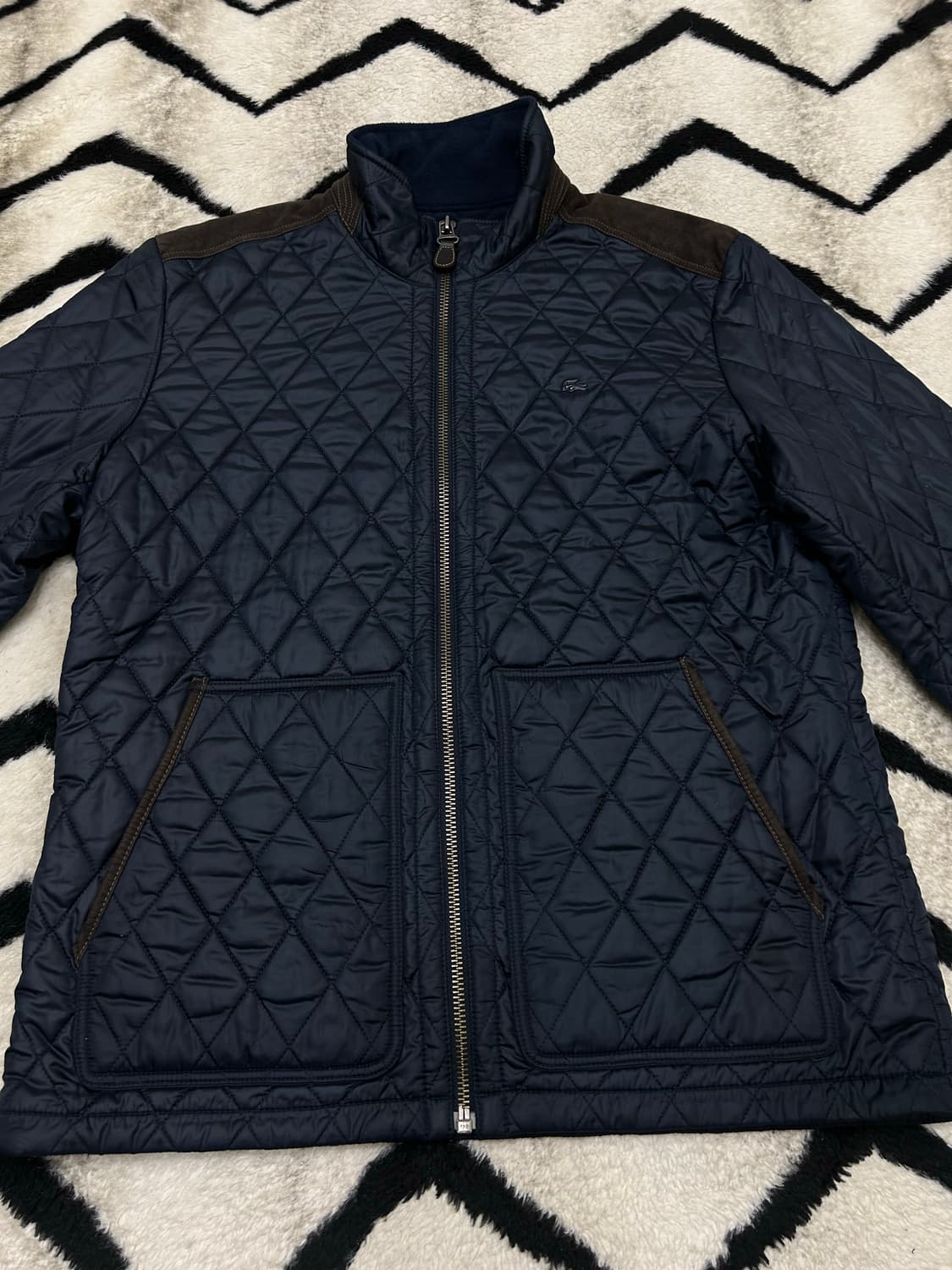 [XL]라코스테 스웨이드 포인트 퀄팅 자켓/짙은네이비 상품이미지3