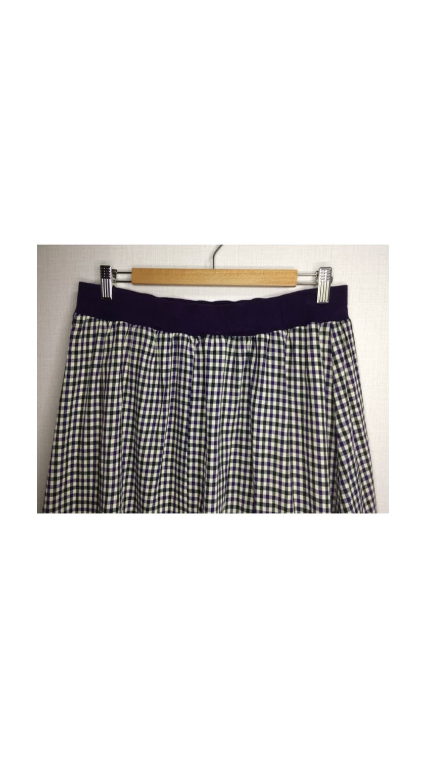 빈티지 퍼플 체크 레이스 레이어드 미디 스커트 상품이미지2