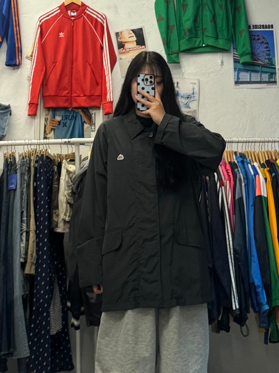 Lee 리 헌팅 블랙 롱 나일론 코치자켓 M 상품이미지1