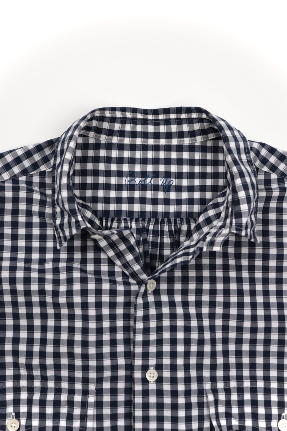 Porter classic 롤업 깅엄셔츠 Navy 상품이미지3
