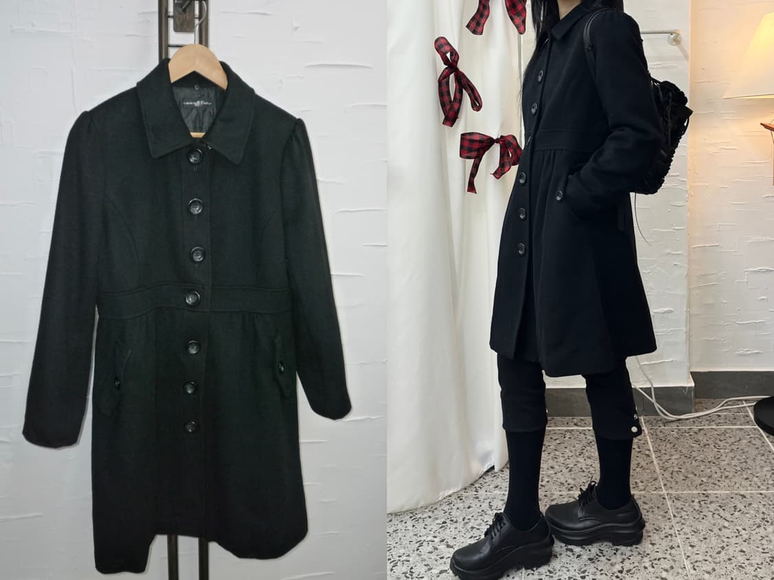 Buttons flare black coat 상품이미지1