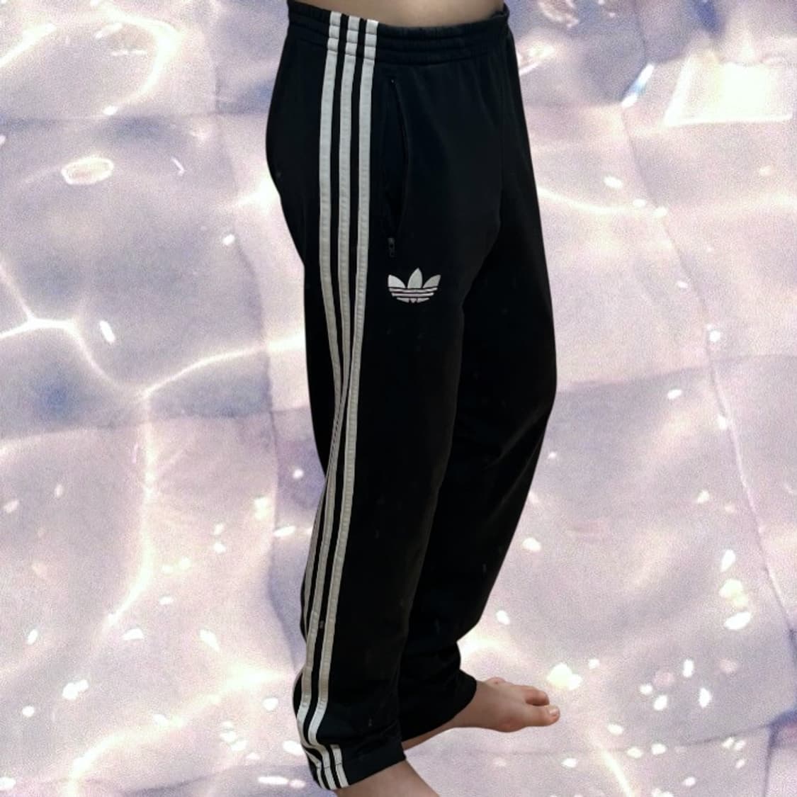 아디다스 파이어버드 검흰 블랙 화이트 삼선 와이드 트랙 팬츠 90  상품이미지1