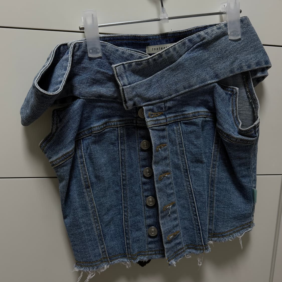 인스턴트펑크 데님 오프숄더 블라우스 상품이미지4