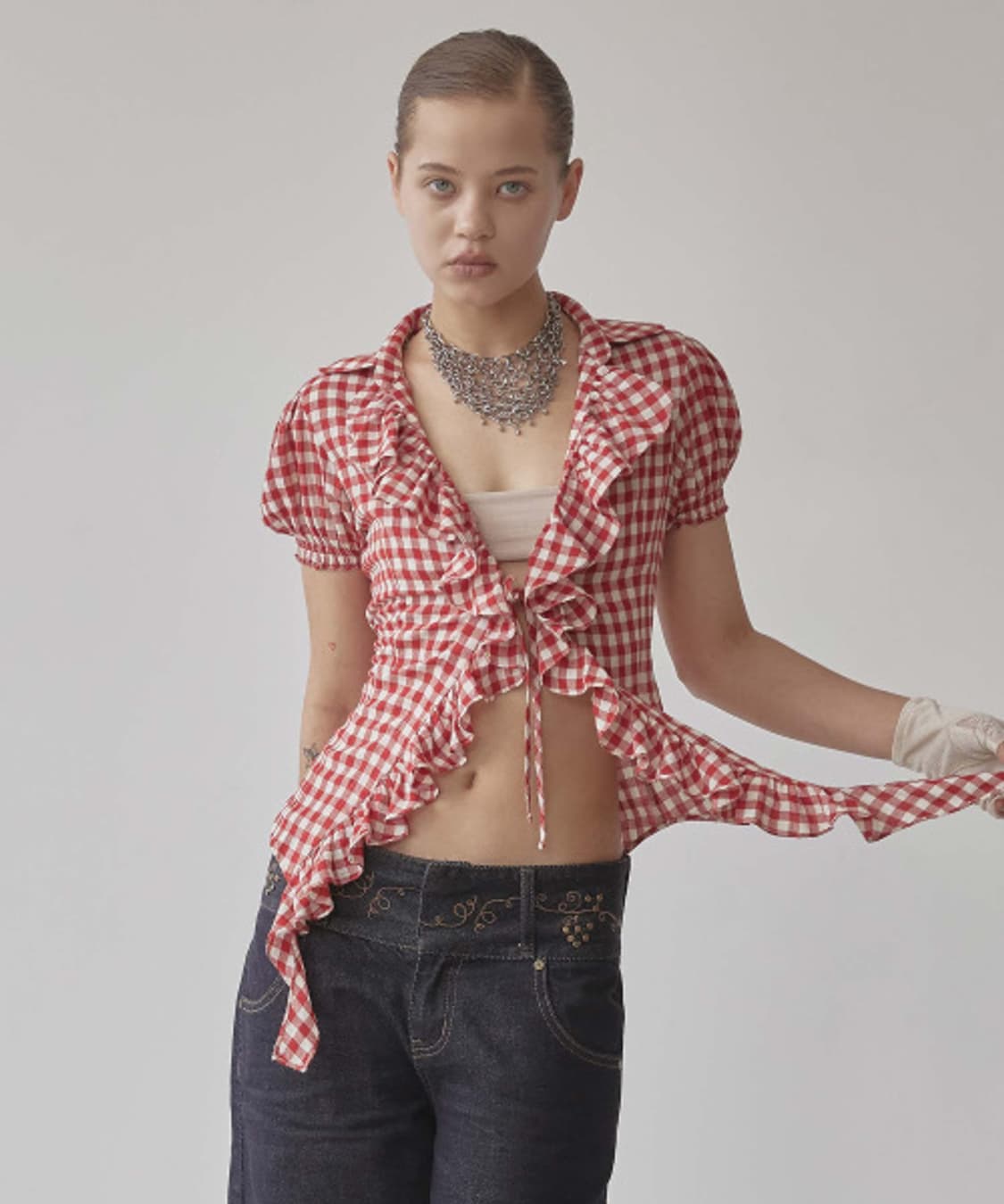 스컬프터 cottage blouse red 상품이미지1