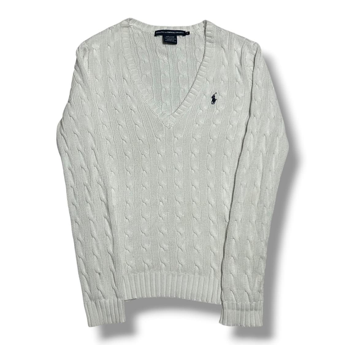 Polo Ralph Lauren 스포츠 여성용 화이트 브이넥 니트 상품이미지1