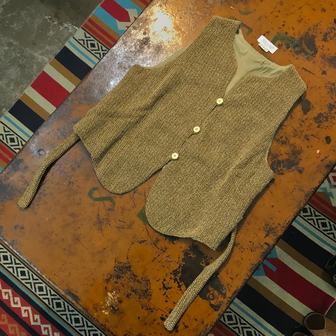 Italy Vtg 이탈리아 빈티지 베이지 니트 버튼 베스트 여성 55 상품이미지2