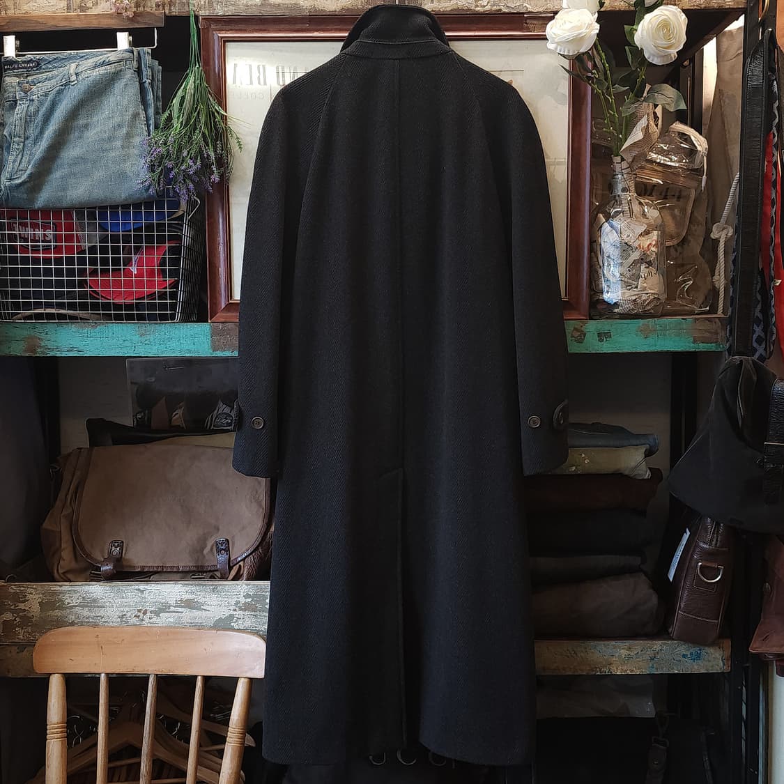 90s 조르지오 아르마니 카코트 헤비울 헤링본 코트 50 상품이미지3