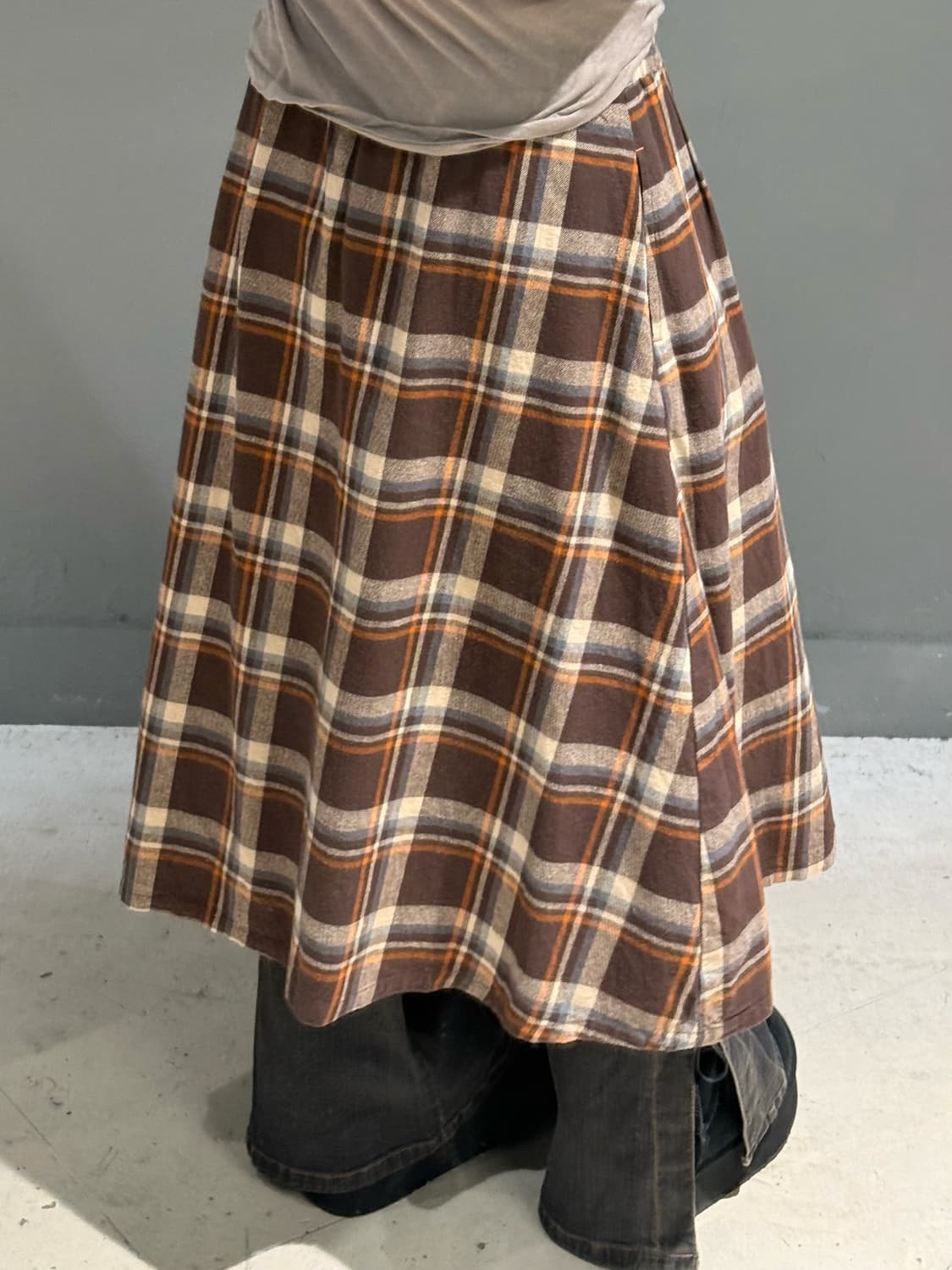 nerd brown check pattern skirt  상품이미지4