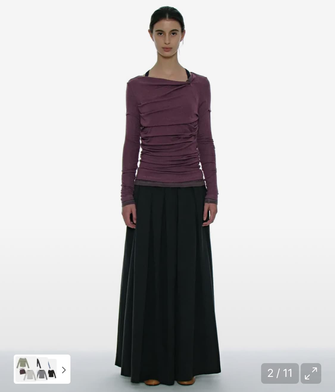 파르티멘토 우먼 더블 페이스드 핀턱 드레이프 탑 2PACK_플럼 상품이미지2