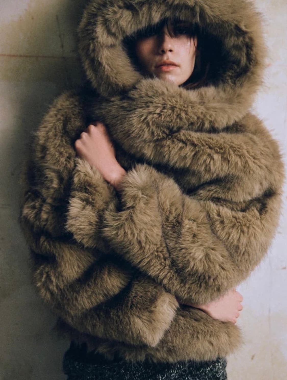 자라 퍼 후드 코트 s  상품이미지1