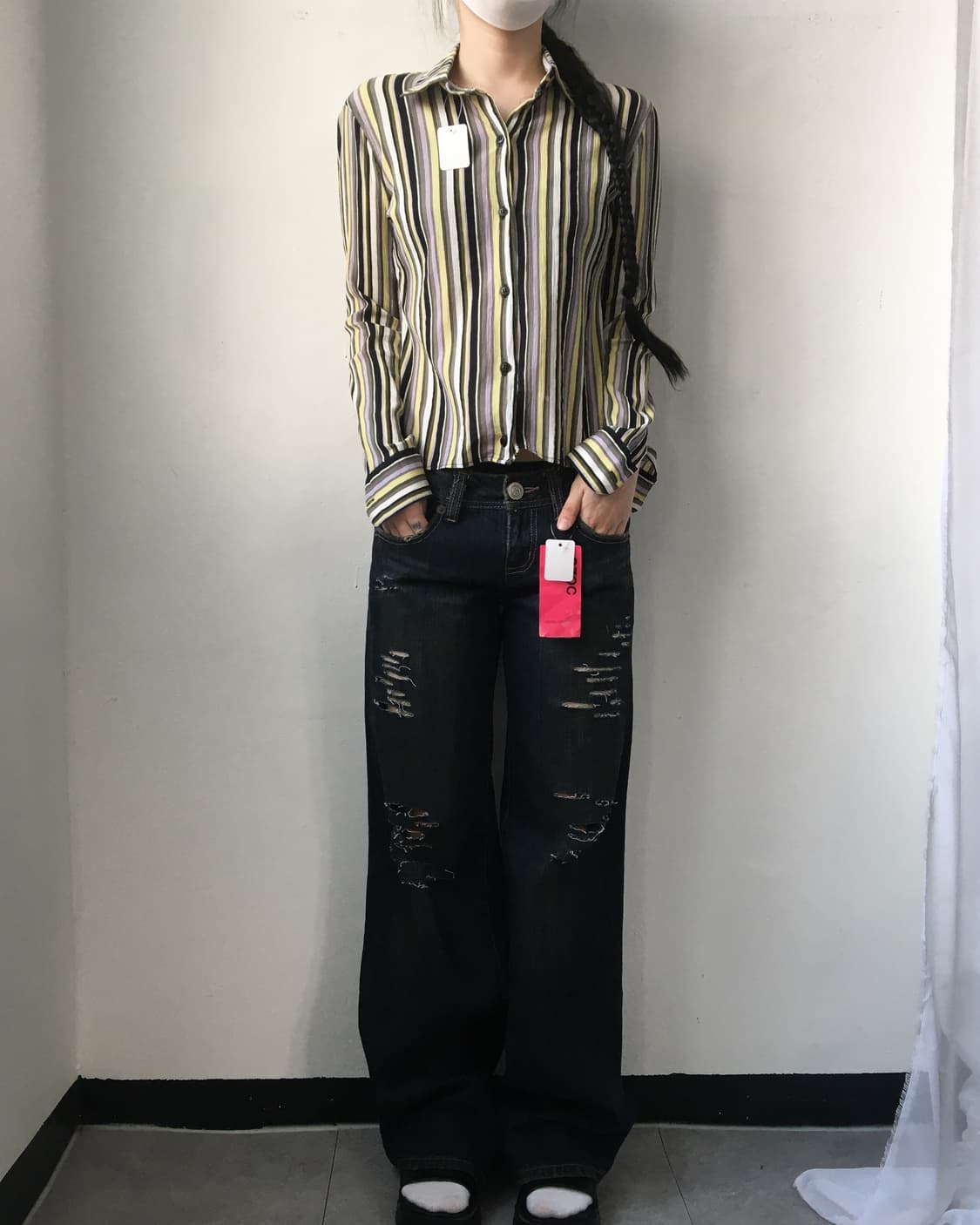 Agnes b stripe pattern shirt 상품이미지4