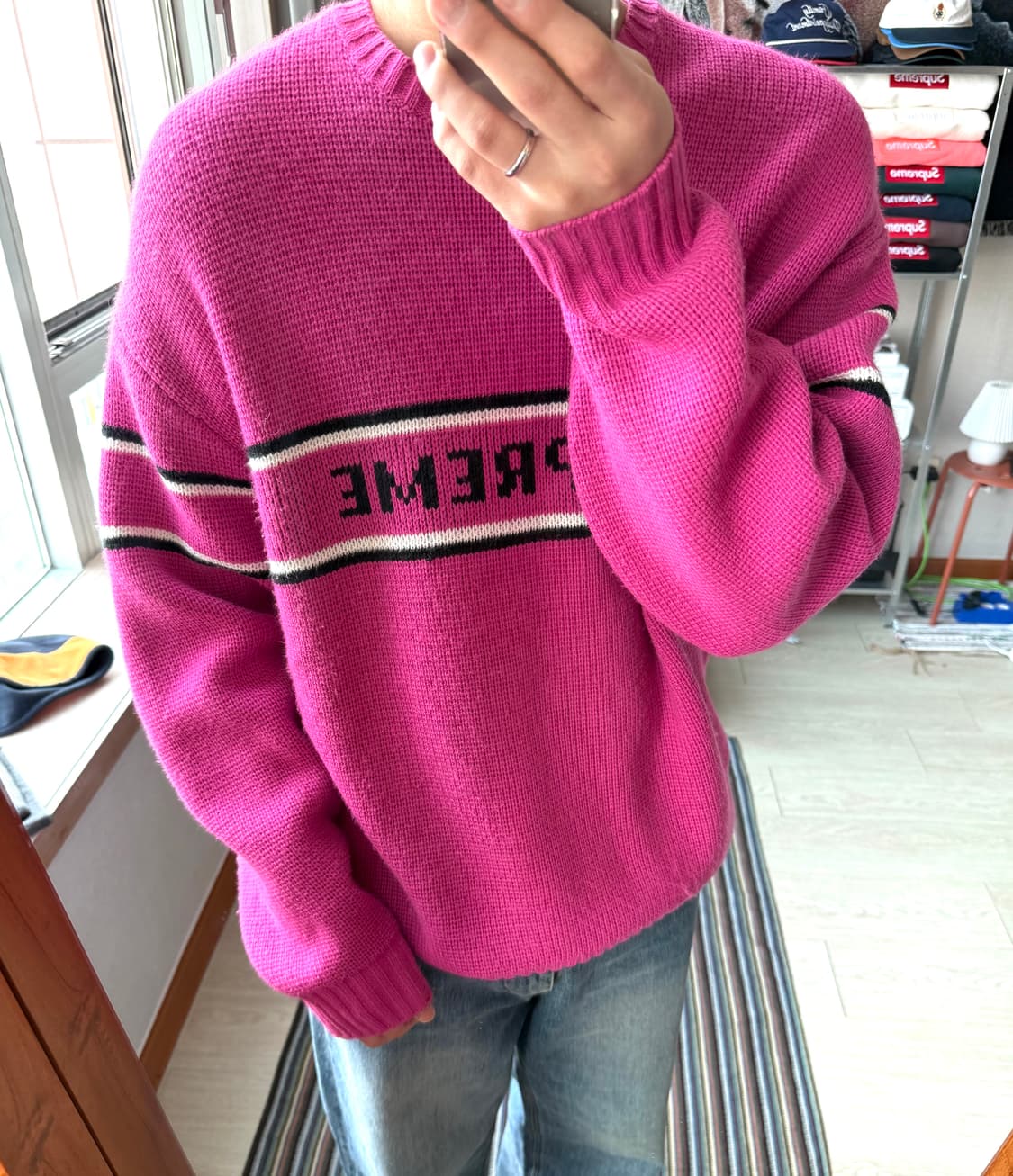 슈프림 체스트 스트라이프 니트 스웨터 상품이미지1