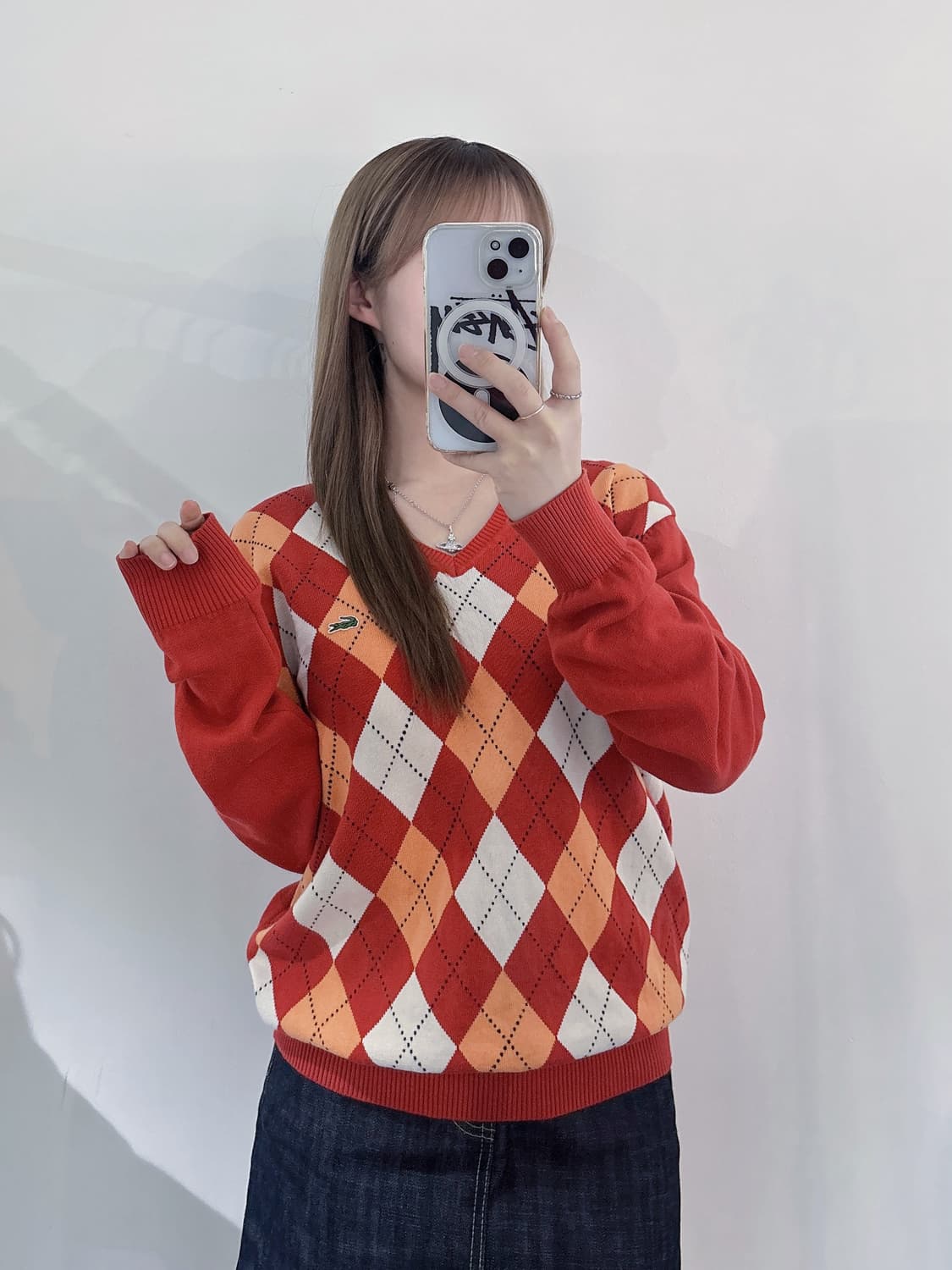 라코스테 아가일 브이넥 니트 상품이미지2