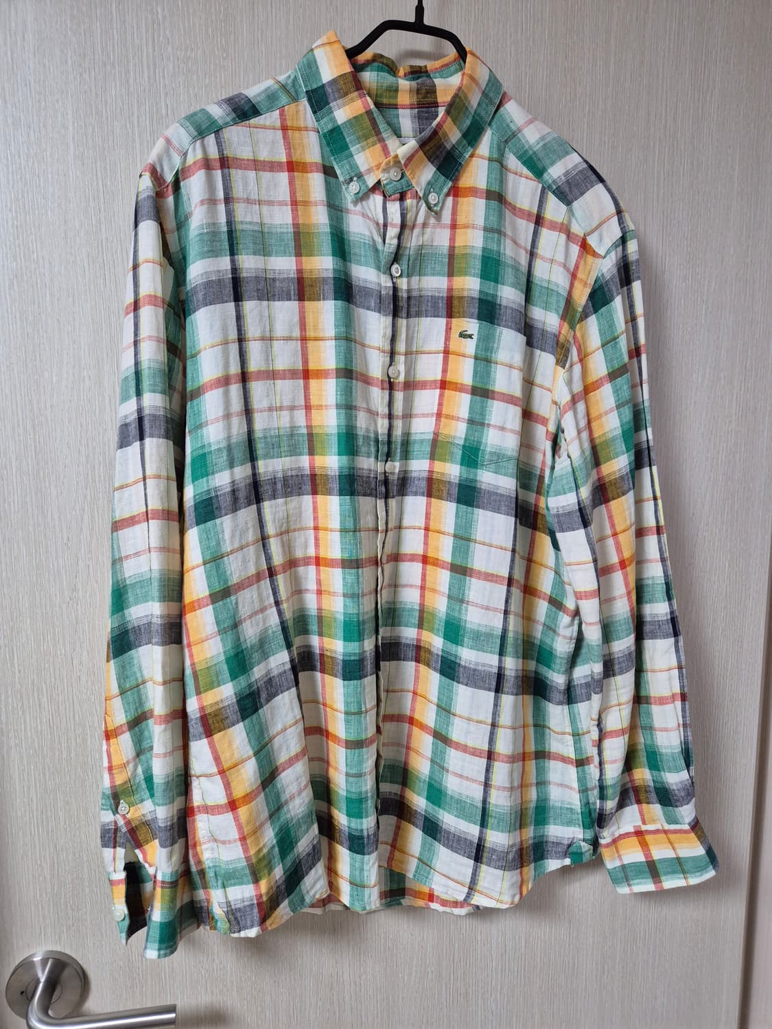 라코스테 멀티컬러 체크 셔츠 린넨100% 남방 105 상품이미지1
