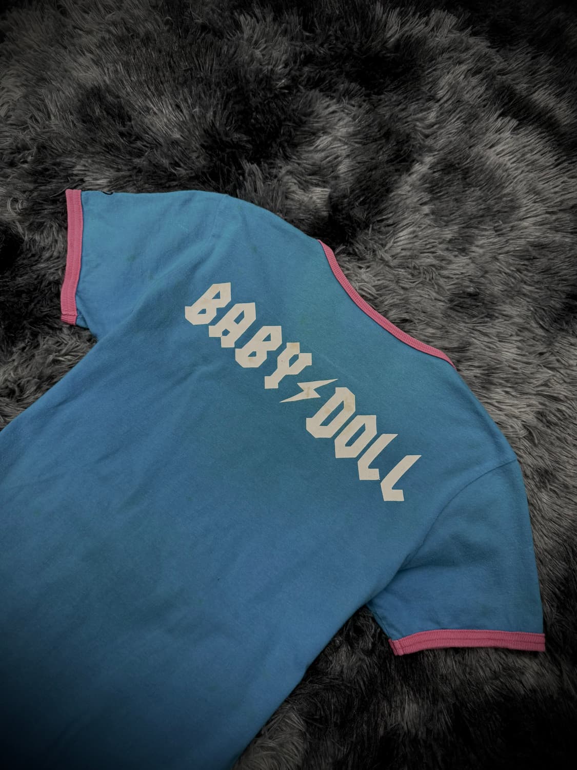 BABY DOLL 스컬 프린팅 블루 반팔 링거 티셔츠 상품이미지7