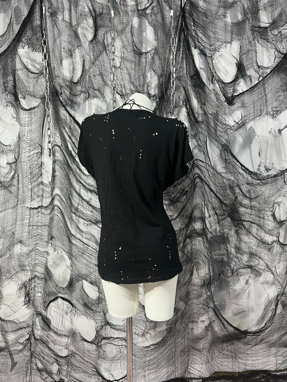 punk hole See-through skull Cubic top 상품이미지9