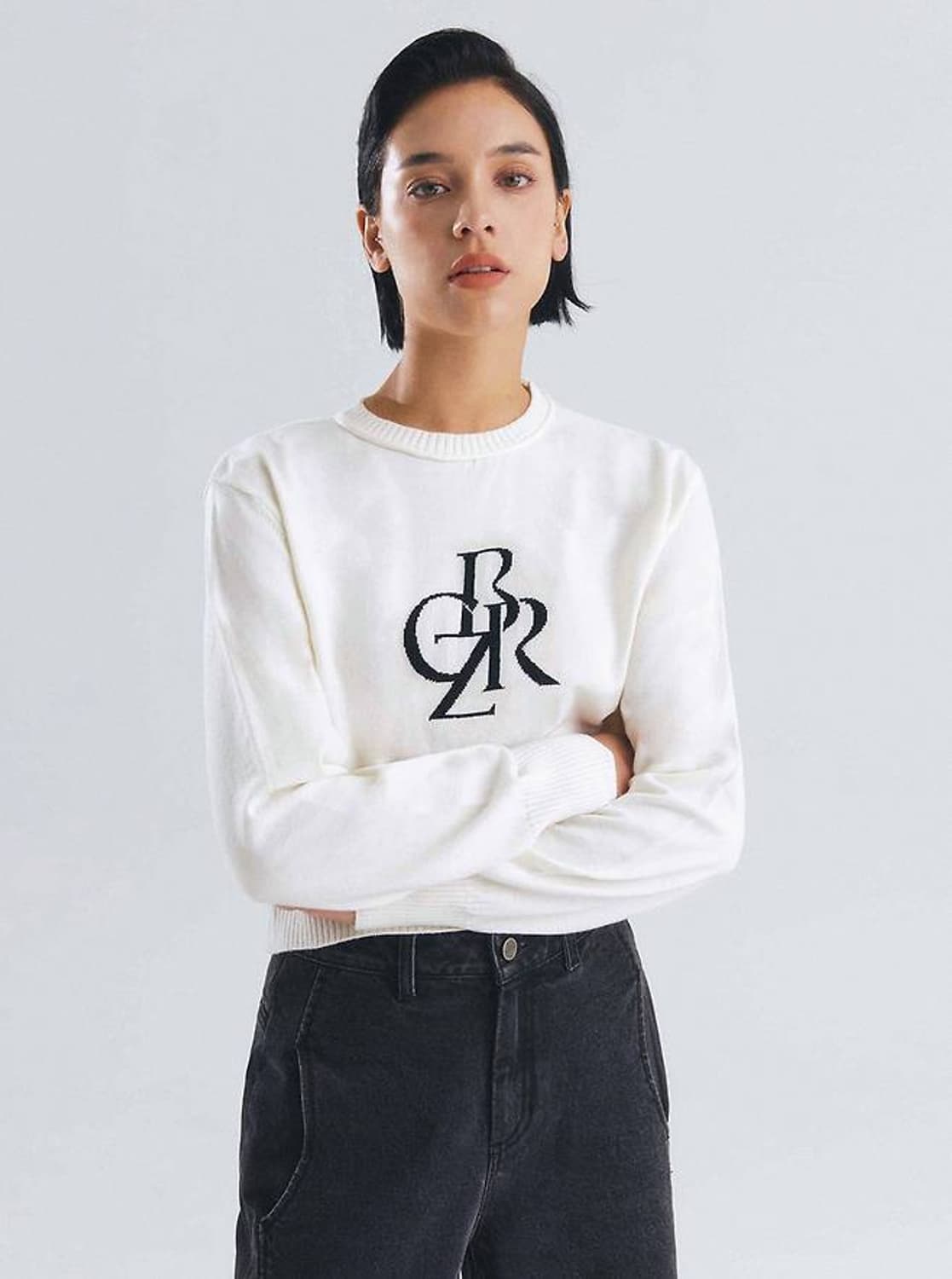 CTBRZ 시티브리즈 메리노울 크롭 아이보리 로고 니트 F 상품이미지4