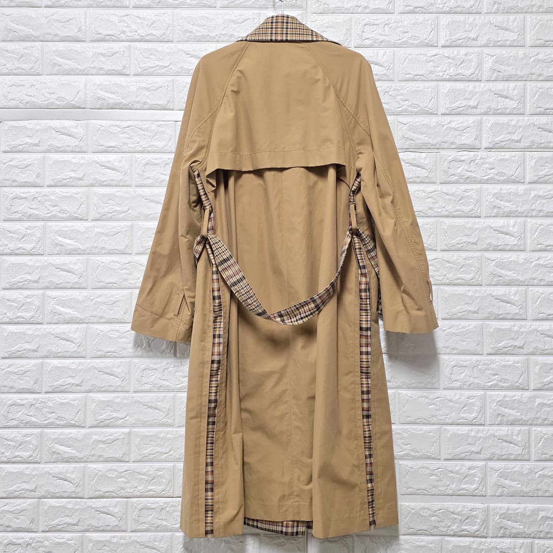 택포_ 에고이스트 체크 배색 트렌치 코트 S 상품이미지4