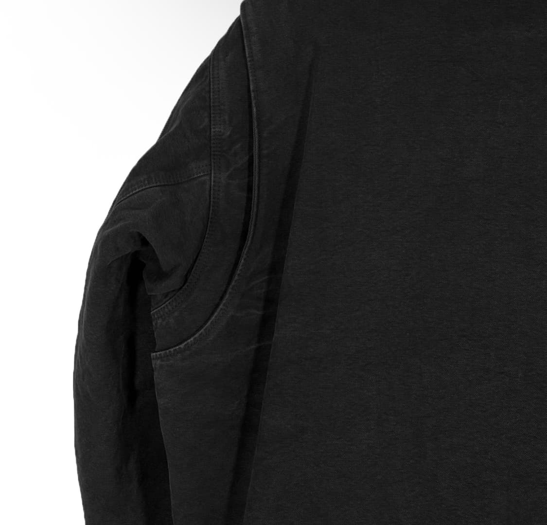 [XL] 프라다 남성 데님 시어링 봄버 트러커 블루종 자켓 칼라 블랙 상품이미지5