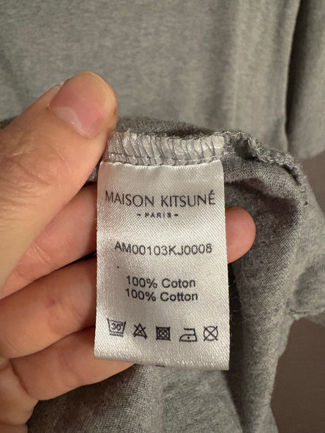 🩶 메종 키츠네 폭스헤드 자수 반팔티 (그레이 / 100% 코튼) 상품이미지4