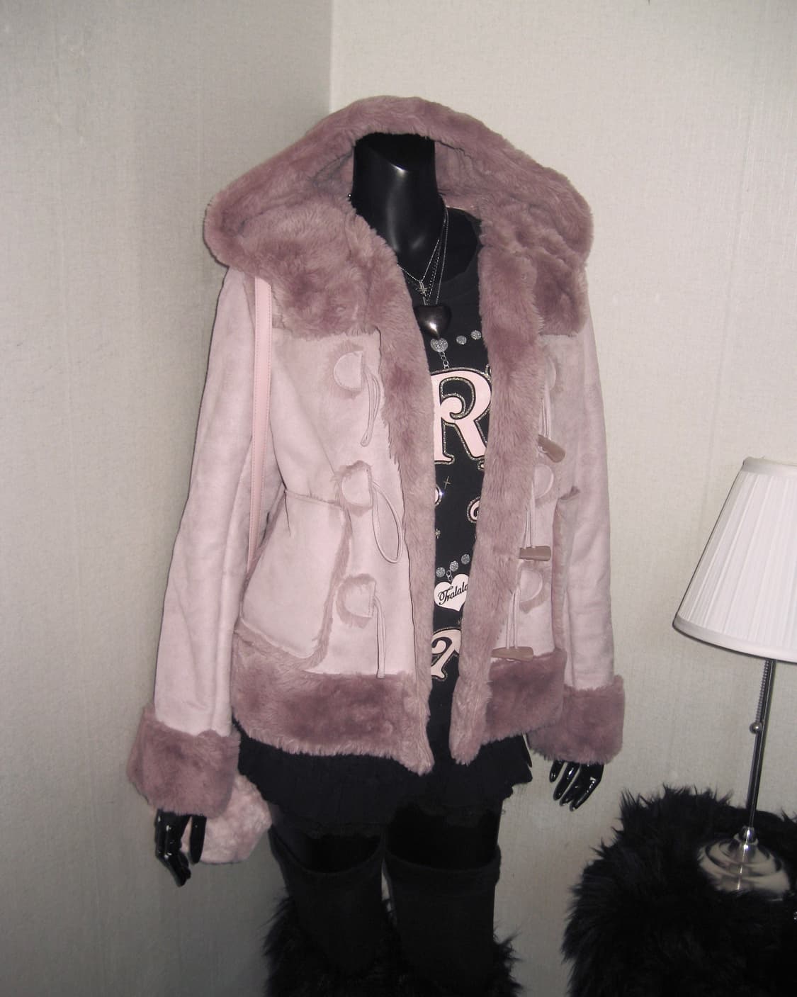 Jpn 핑크 퍼 떡볶이 코트 무스탕 퍼자켓 아우터 히메갸루 떡코 상품이미지2