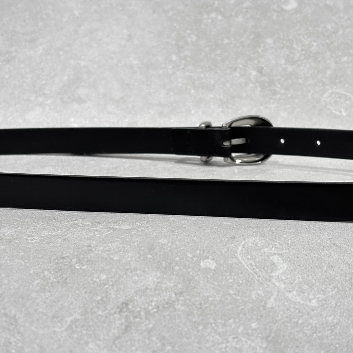 Oribell 라운드 볼드 버클 이탈리아 소가죽 웨스턴 벨트 블랙 상품이미지6