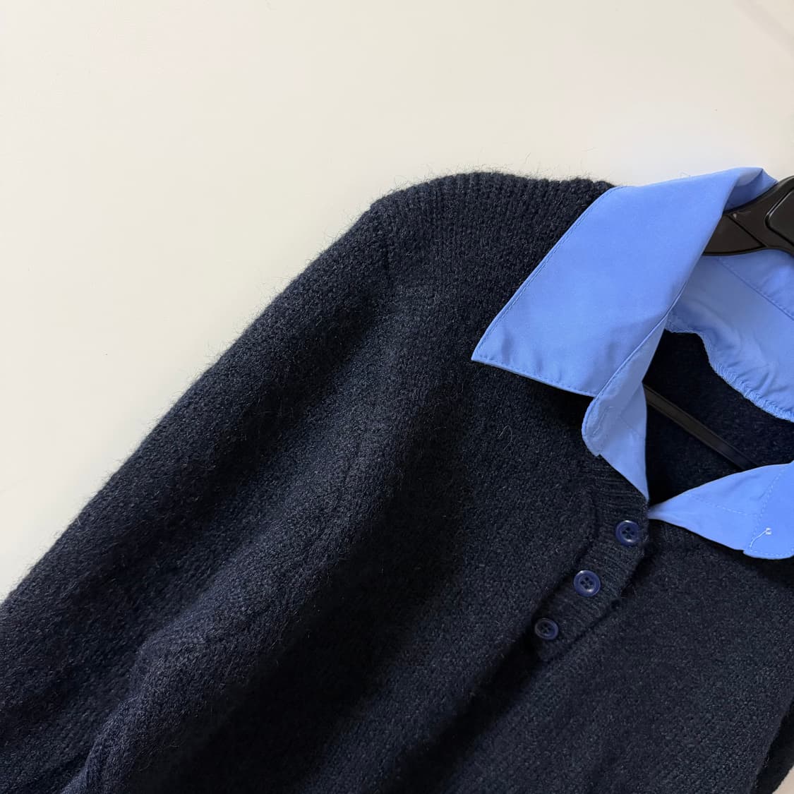 새상품 여자 카라넥 셔츠 레이어드 니트 상품이미지4