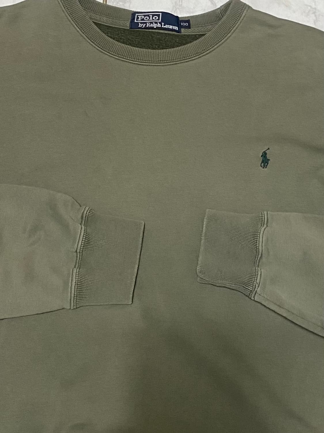 폴로 올리브 카키 빈티지 맨투맨티 오버핏 105~110 상품이미지3