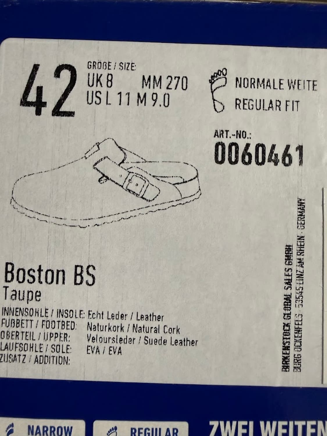 버켄스탁 보스턴 스웨이드 타우페 42 상품이미지3