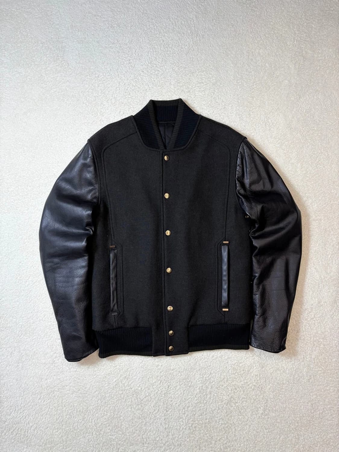 타임옴므 12FW 소가죽 배색 울 바시티 자켓 PN6056 상품이미지1