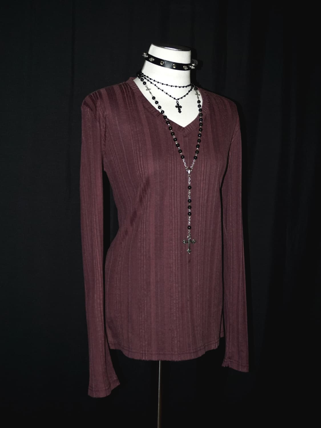 (tornado mart) wine ribbed long sleeve  상품이미지2