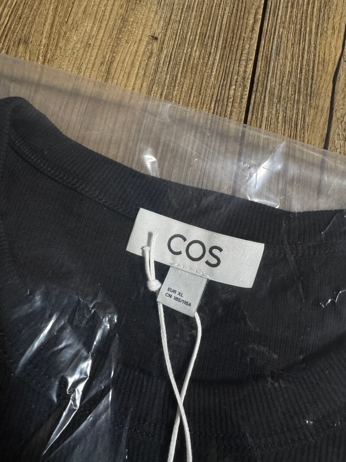 코스 슬림 리브드 코튼 롱 슬리브 티셔츠 블랙 XL 상품이미지4