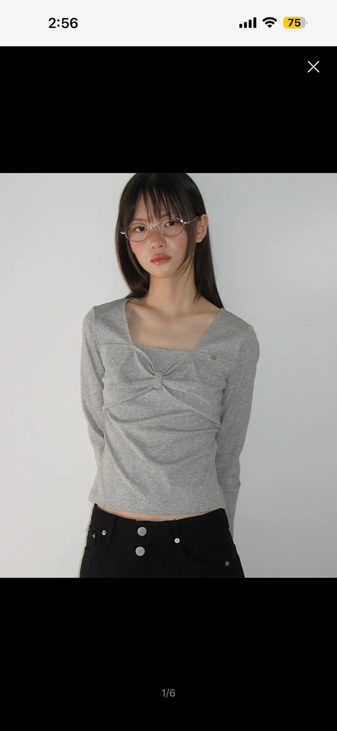 론론 RIBBON KNOT SQUARE NECK LONG SLEEVE 상품이미지1