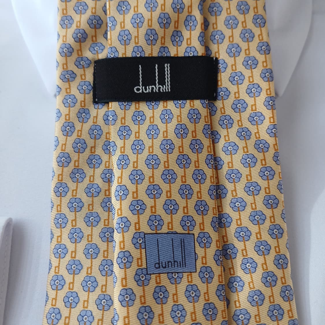 던힐 실크 옐로 플라워&로고 패턴 넥타이 9.2cm A+등급 A19061 상품이미지5