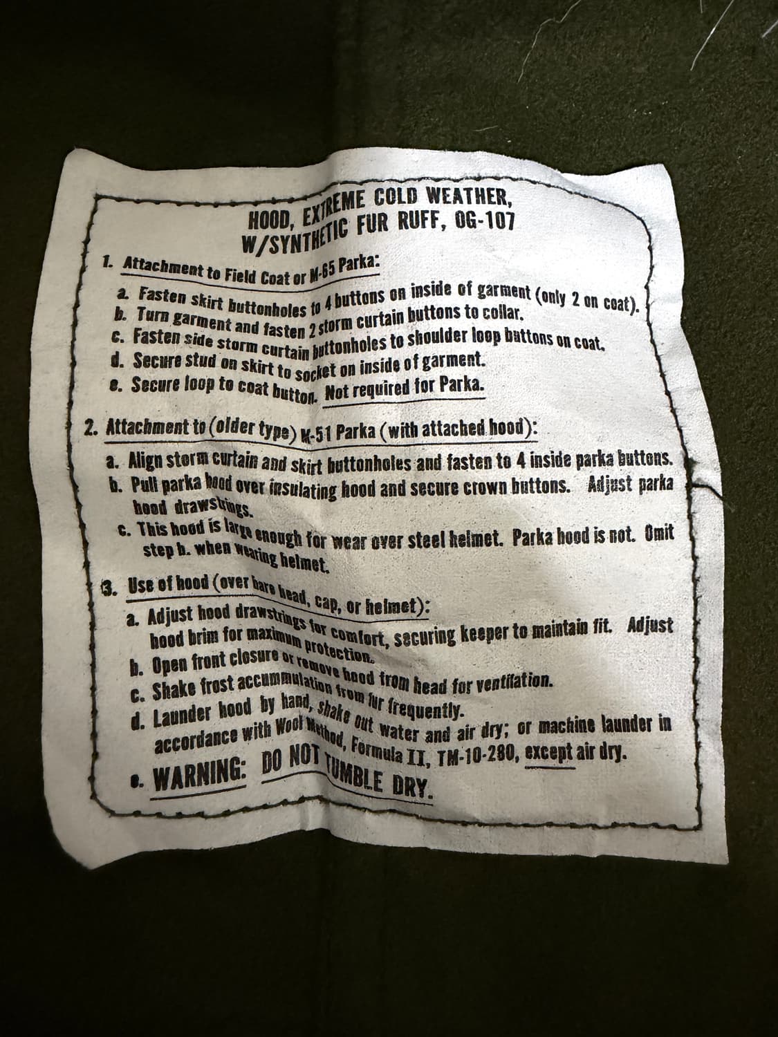 M65 피시테일 후드 NOS 상품이미지2